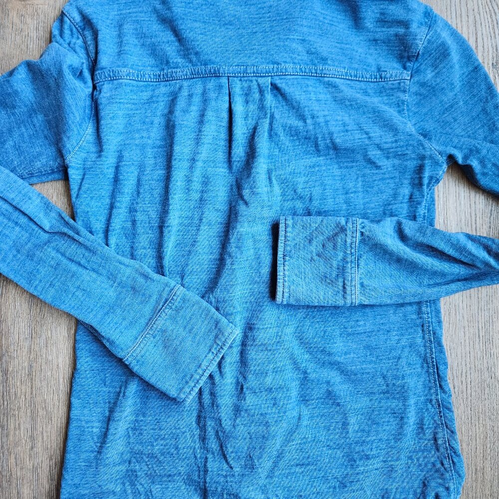 Faherty Womens Small Blue Slub 100% Cotton Long Sleeve Button Down Shirt Small - Picture 3 of 7